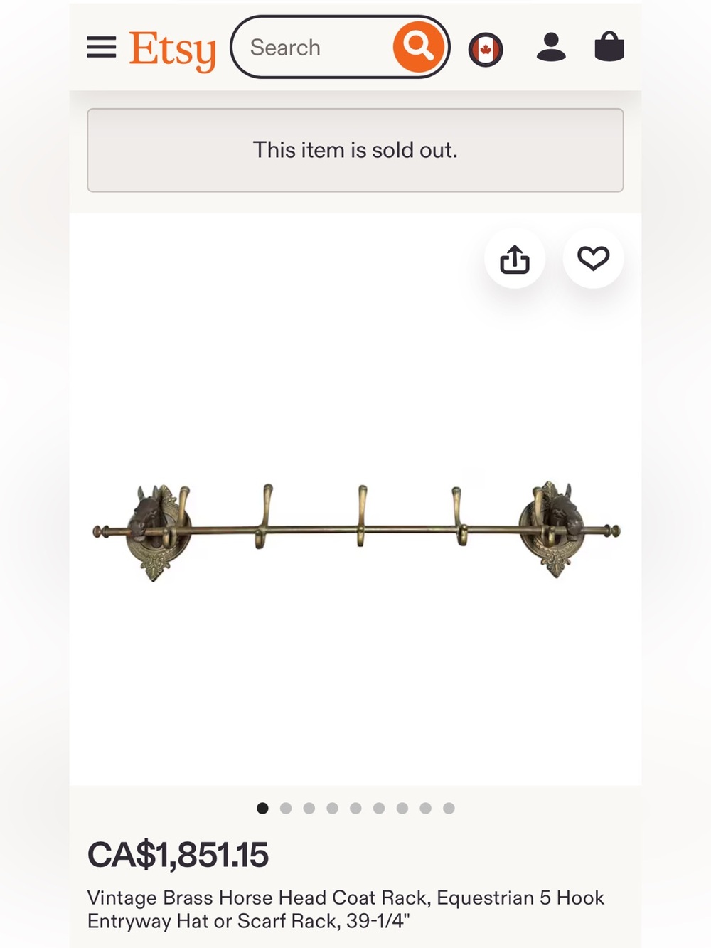 Vintage 3.5 ft Brass Horse Head Tack Rack Coat Rack, Equestrian Entryway 5 Hooks - Picture 16 of 16
